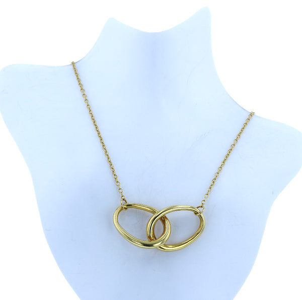 ティファニー K18YG イエローゴールド ダブルループ  エルサ ペレッティ ネックレス レディース TIFFANY&Co. 750刻印 中古