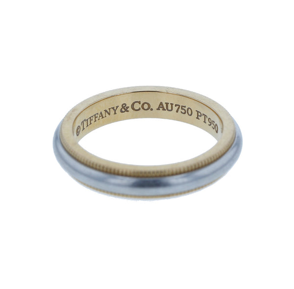 ティファニー Pt950 プラチナ K18YG イエローゴールド コンビ ミルグレインバンド リング 指輪 レディース TIFFANY&Co. 8号 中古