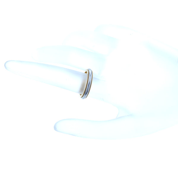 ティファニー Pt950 プラチナ K18YG イエローゴールド コンビ ミルグレインバンド リング 指輪 レディース TIFFANY&Co. 8号 中古