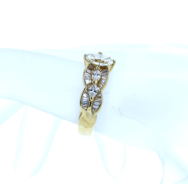 K18YG イエローゴールド マーキースダイヤ0.627ct ダイヤ0.67ct リング 指輪 レディース 12号 中古