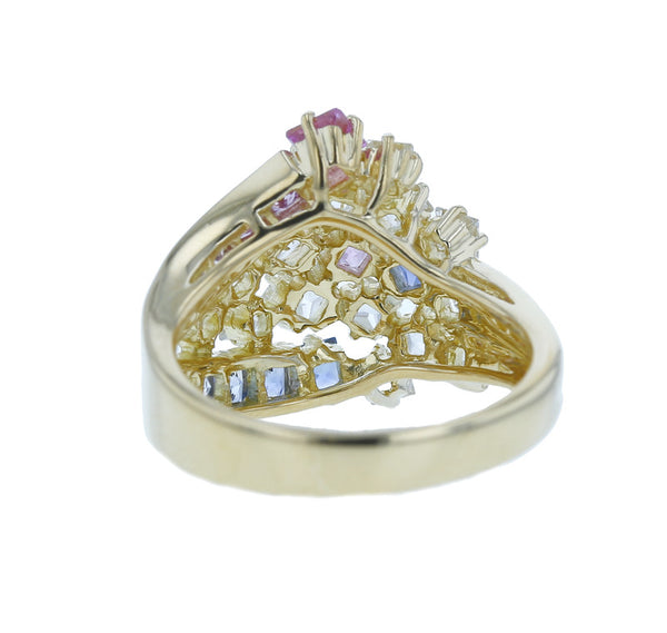 K18YG イエローゴールド マルチカラーサファイア3.38ct リング 指輪 レディース 11.5号 中古