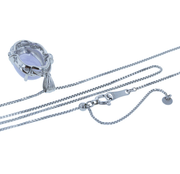 Pt900 プラチナ ラベンダーヒスイ3.78ct ダイヤ0.22ct ネックレス レディース 中古