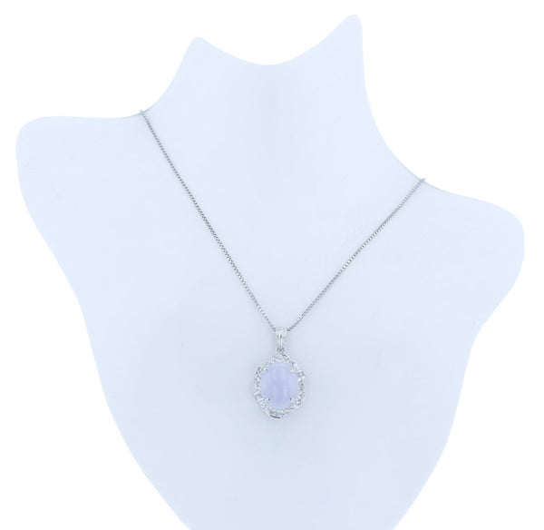Pt900 プラチナ ラベンダーヒスイ3.78ct ダイヤ0.22ct ネックレス レディース 中古