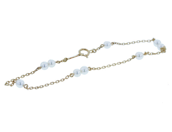 ミキモト K18 ゴールド アコヤパール3.5mm ブレスレット レディース MIKIMOTO 中古