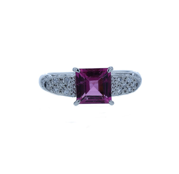 Pt900 プラチナ トルマリン1.48ct ダイヤ0.37ct リング 指輪 レディース 12.5号 中古
