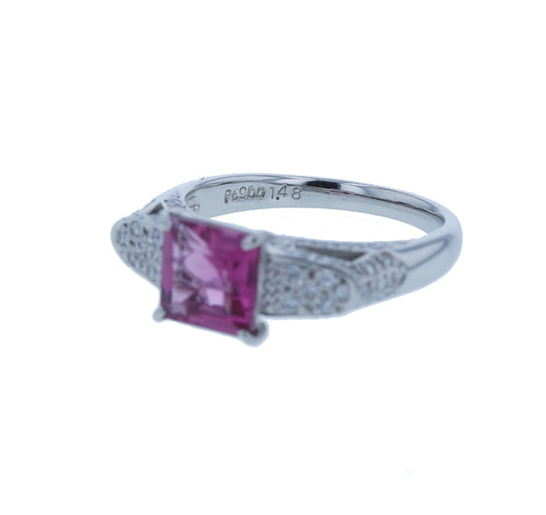 Pt900 プラチナ トルマリン1.48ct ダイヤ0.37ct リング 指輪 レディース 12.5号 中古