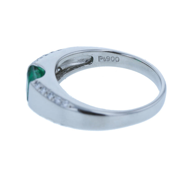 Pt900 プラチナ エメラルド0.74ct ダイヤ0.13ct リング 指輪 レディース 14.5号 中古