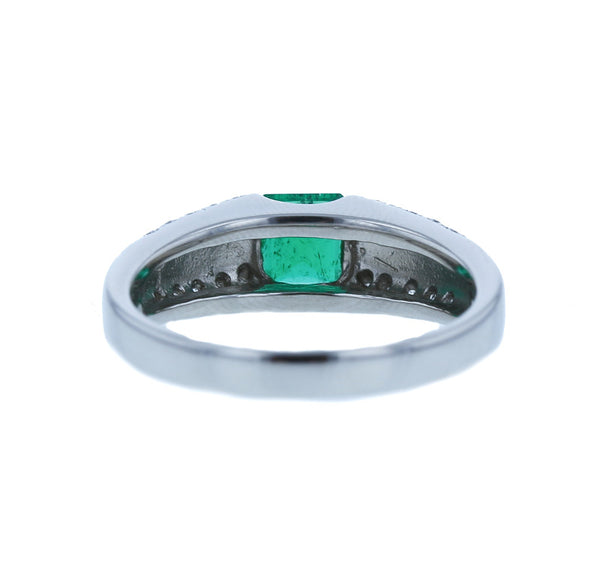 Pt900 プラチナ エメラルド0.74ct ダイヤ0.13ct リング 指輪 レディース 14.5号 中古