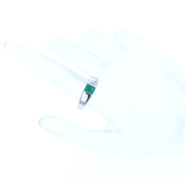 Pt900 プラチナ エメラルド0.74ct ダイヤ0.13ct リング 指輪 レディース 14.5号 中古
