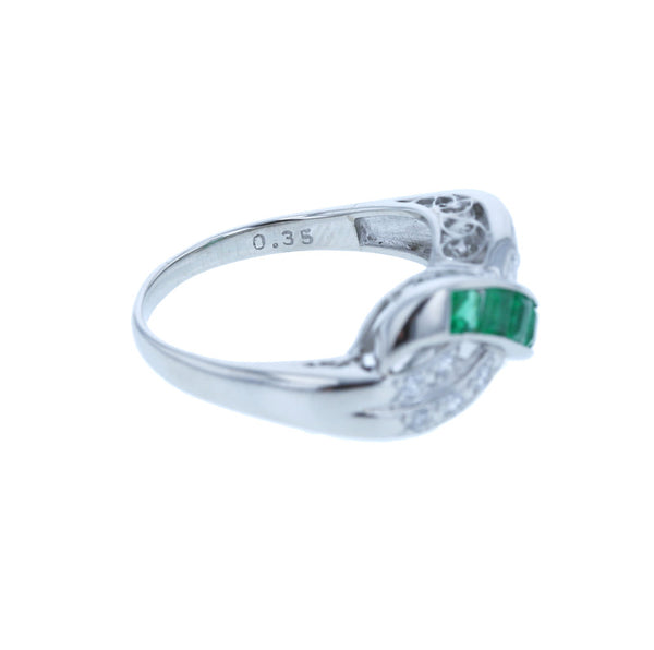 Pt900 プラチナ エメラルド0.35ct ダイヤ0.15ct リング 指輪 レディース 13号 中古