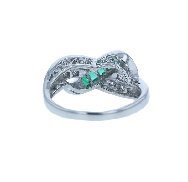 Pt900 プラチナ エメラルド0.35ct ダイヤ0.15ct リング 指輪 レディース 13号 中古