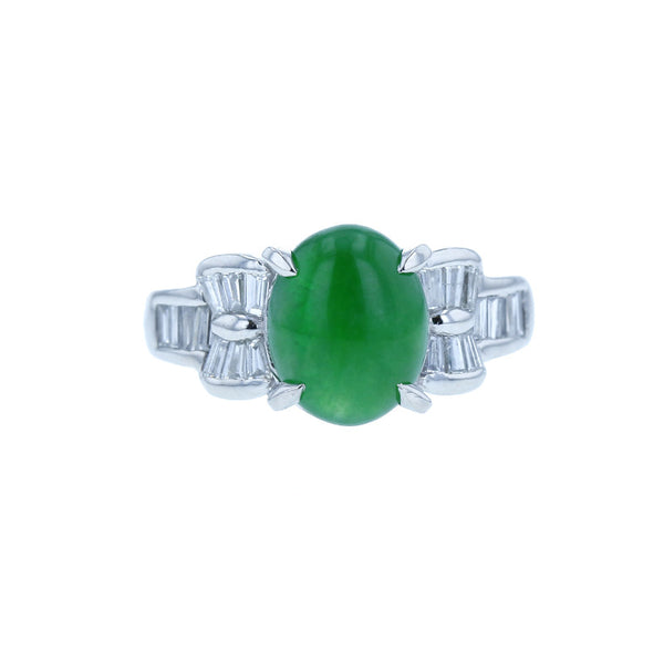 Pt900 プラチナ 翡翠3.57ct ダイヤ0.70ct リング 指輪 レディース 13号 中古