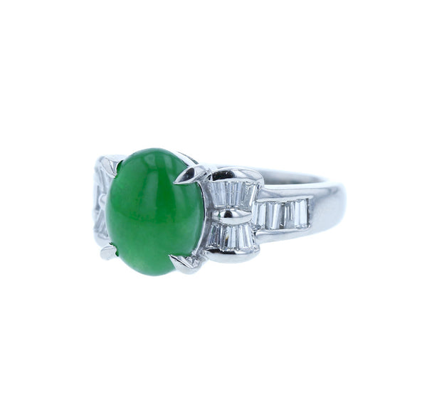 Pt900 プラチナ 翡翠3.57ct ダイヤ0.70ct リング 指輪 レディース 13号 中古