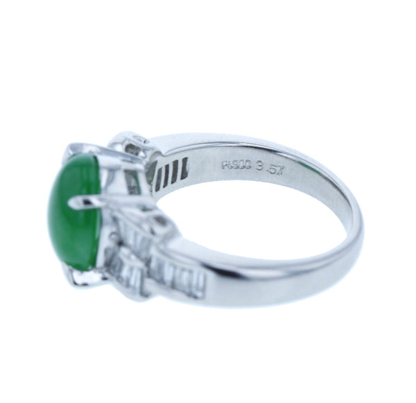 Pt900 プラチナ 翡翠3.57ct ダイヤ0.70ct リング 指輪 レディース 13号 中古