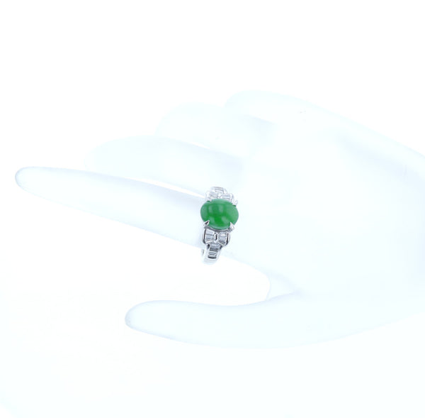 Pt900 プラチナ 翡翠3.57ct ダイヤ0.70ct リング 指輪 レディース 13号 中古