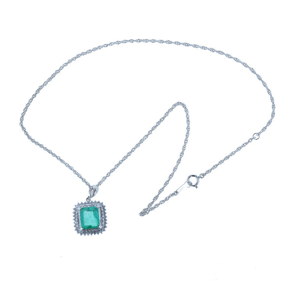Pt900 プラチナ Pt850 プラチナ エメラルド3.35ct ダイヤ0.69ct ネックレス レディース 【中古】