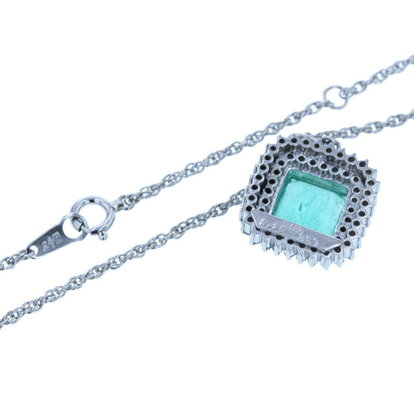 Pt900 プラチナ Pt850 プラチナ エメラルド3.35ct ダイヤ0.69ct ネックレス レディース 【中古】