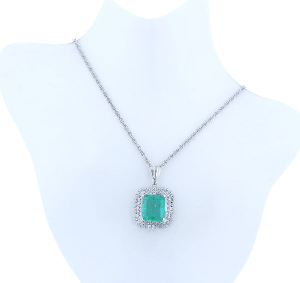 Pt900 プラチナ Pt850 プラチナ エメラルド3.35ct ダイヤ0.69ct ネックレス レディース 【中古】