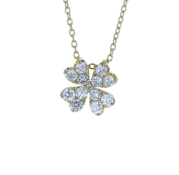 K18YG イエローゴールド ダイヤ0.55ct 四つ葉のクローバーモチーフ ネックレス レディース 中古