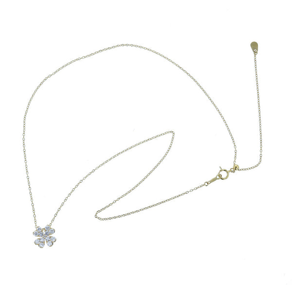 K18YG イエローゴールド ダイヤ0.55ct 四つ葉のクローバーモチーフ ネックレス レディース 中古