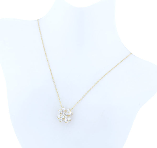 K18YG イエローゴールド ダイヤ0.55ct 四つ葉のクローバーモチーフ ネックレス レディース 中古