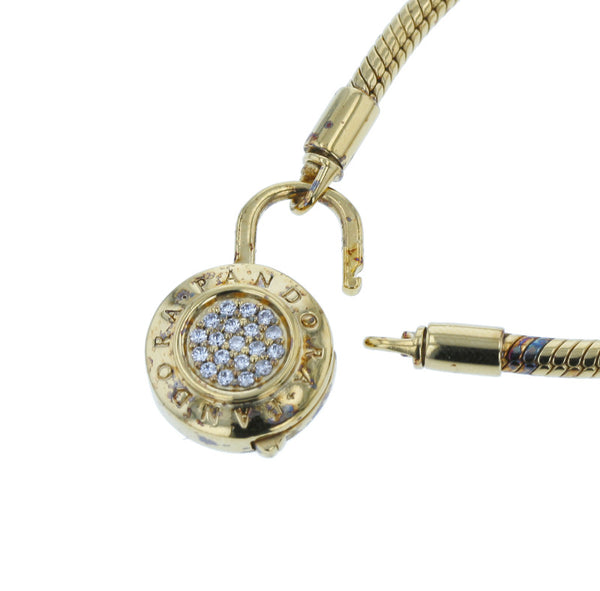 パンドラ ゴールド メタル キュービックジルコニア ブレスレット ユニセックス PANDORA 中古