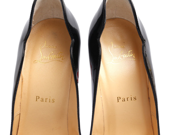 クリスチャンルブタン 靴 レッドソール ブラック エナメル 牛革 パンプス レディース Christian Louboutin 中古
