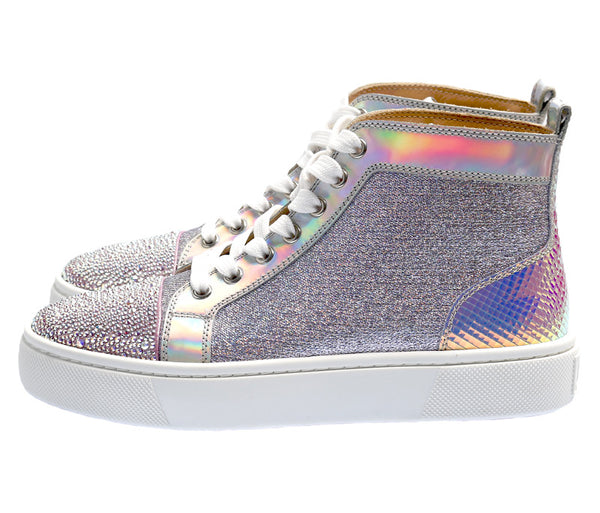 クリスチャンルブタン 靴 スニーカー シルバー レザー ラインストーン スニーカー レディース Christian Louboutin 中古