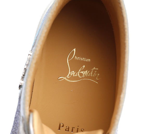 クリスチャンルブタン 靴 スニーカー シルバー レザー ラインストーン スニーカー レディース Christian Louboutin 中古