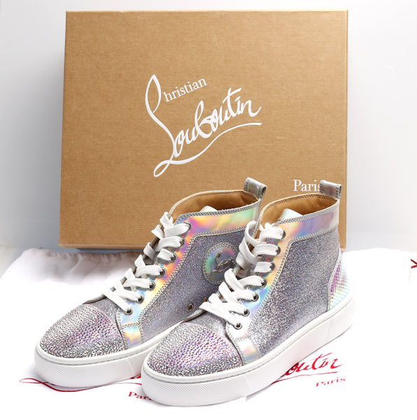クリスチャンルブタン 靴 スニーカー シルバー レザー ラインストーン スニーカー レディース Christian Louboutin 中古