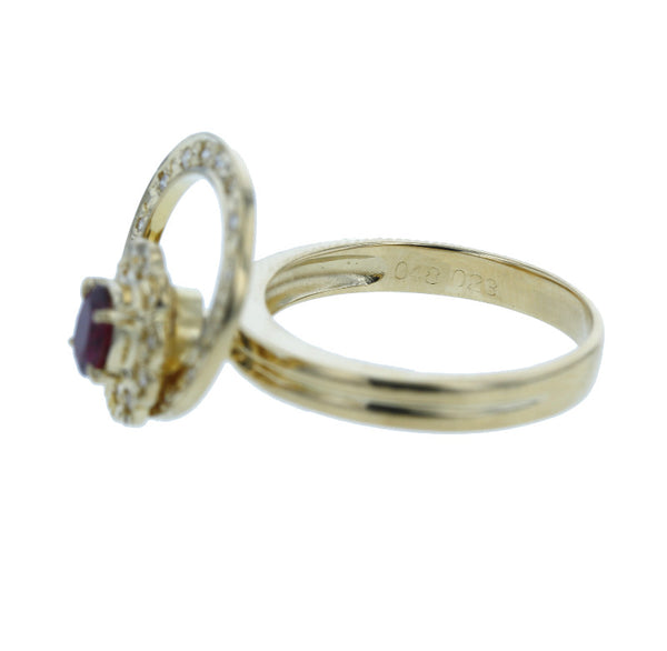 K18YG イエローゴールド ルビー0.48ct ダイヤ0.23ct スウイングダイヤ リング 指輪 レディース 13号 【中古】