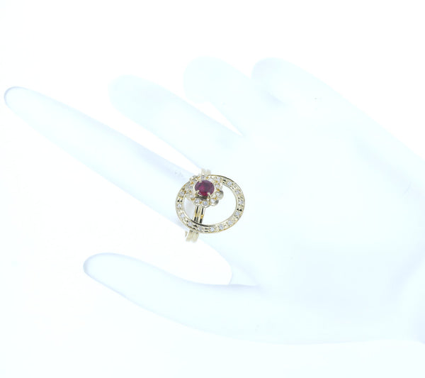 K18YG イエローゴールド ルビー0.48ct ダイヤ0.23ct スウイングダイヤ リング 指輪 レディース 13号 【中古】