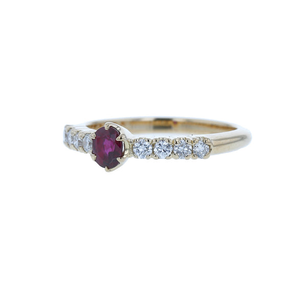 K18YG イエローゴールド ルビー0.45ct ダイヤ0.25ct リング 指輪 レディース 12号 中古