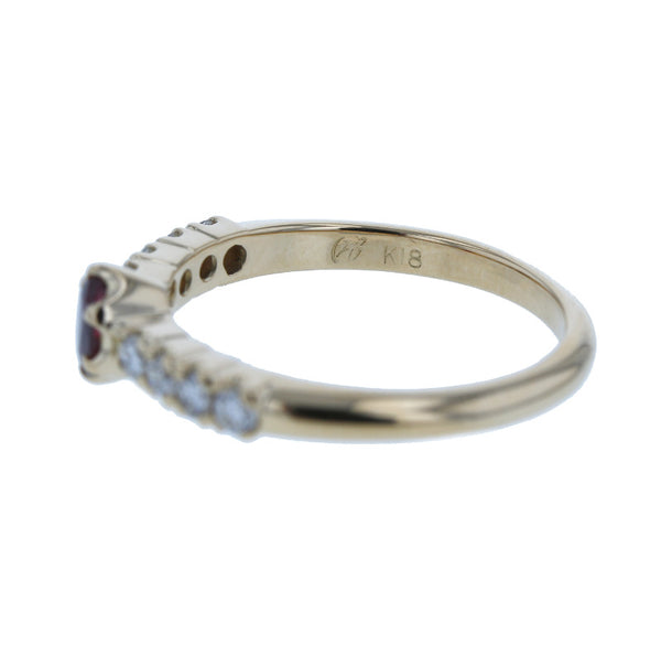 K18YG イエローゴールド ルビー0.45ct ダイヤ0.25ct リング 指輪 レディース 12号 中古