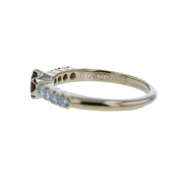 K18YG イエローゴールド ルビー0.45ct ダイヤ0.25ct リング 指輪 レディース 12号 中古