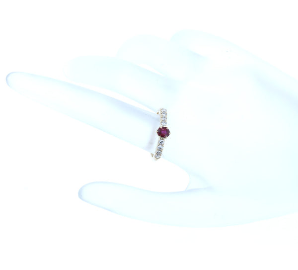 K18YG イエローゴールド ルビー0.45ct ダイヤ0.25ct リング 指輪 レディース 12号 中古