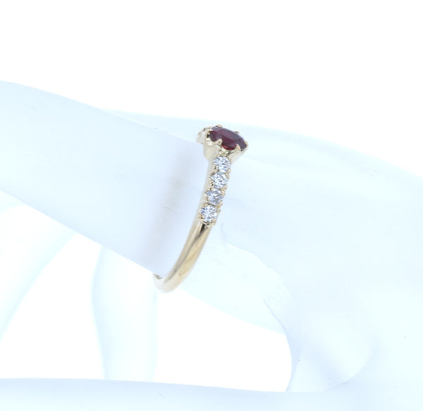 K18YG イエローゴールド ルビー0.45ct ダイヤ0.25ct リング 指輪 レディース 12号 中古