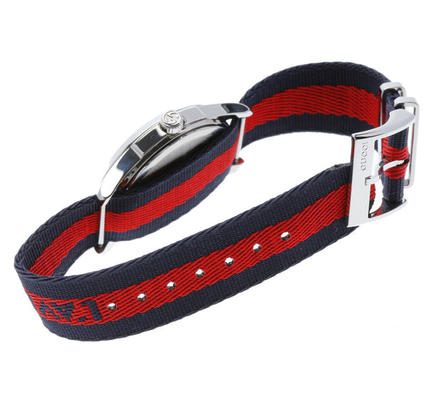 グッチ マルシェデメルヴェイユ シルバー ナイロン ステンレス 腕時計 レディース GUCCI クオーツ ネイビー文字盤 【中古】