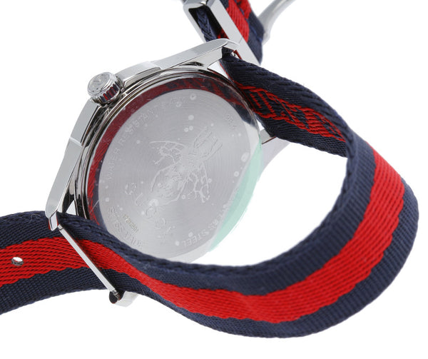 グッチ マルシェデメルヴェイユ シルバー ナイロン ステンレス 腕時計 レディース GUCCI クオーツ ネイビー文字盤 【中古】