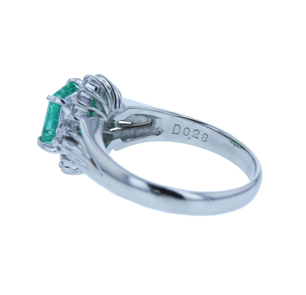 Pt900 プラチナ エメラルド1.24ct ダイヤ0.28ct リング 指輪 レディース 11.5号 【中古】