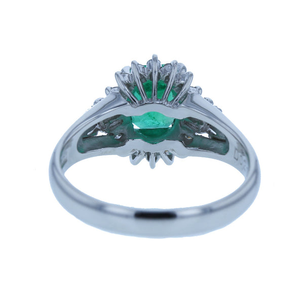 Pt900 プラチナ エメラルド1.24ct ダイヤ0.28ct リング 指輪 レディース 11.5号 【中古】