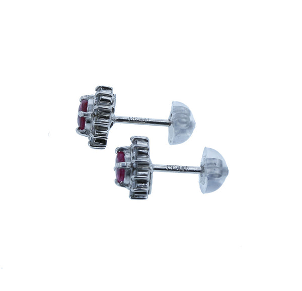 Pt900 プラチナ ルビー0.30ct×2 ダイヤ0.15ct×2 ピアス レディース 中古