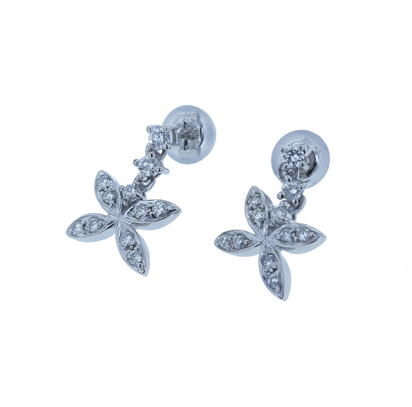 Pt900 プラチナ ダイヤ0.39ct 花モチーフ ピアス レディース 中古
