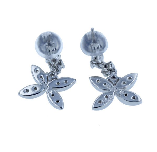 Pt900 プラチナ ダイヤ0.39ct 花モチーフ ピアス レディース 中古