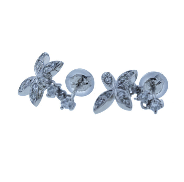Pt900 プラチナ ダイヤ0.39ct 花モチーフ ピアス レディース 中古