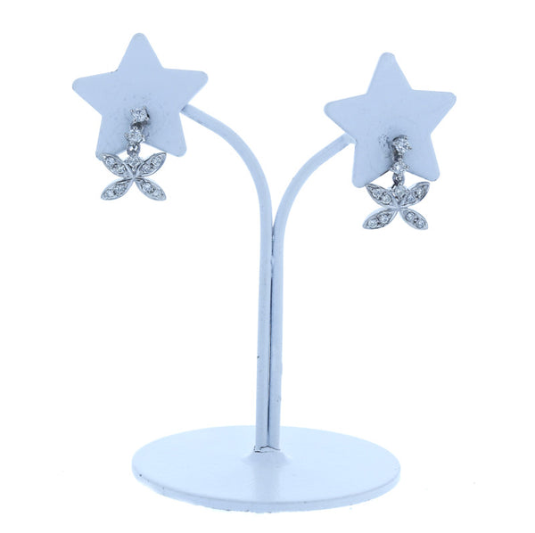 Pt900 プラチナ ダイヤ0.39ct 花モチーフ ピアス レディース 中古