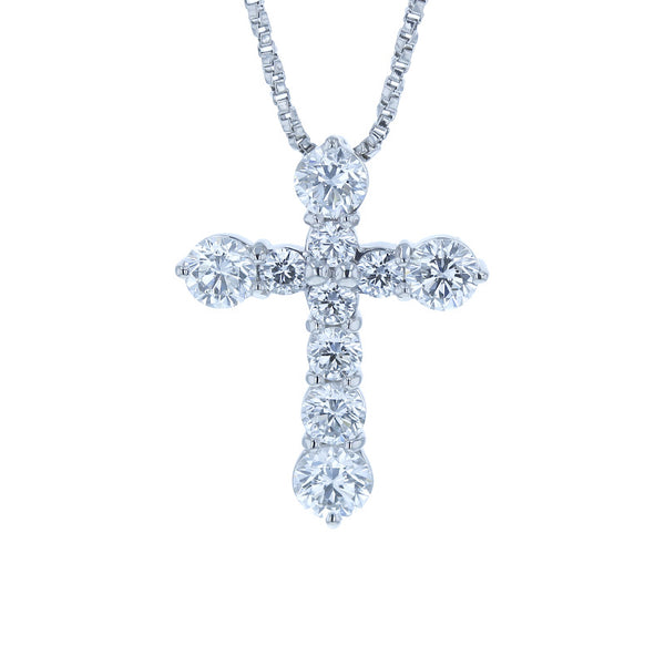 Pt900 プラチナ Pt850 プラチナ ダイヤ2.024ct クロスモチーフ ネックレス レディース 【中古】