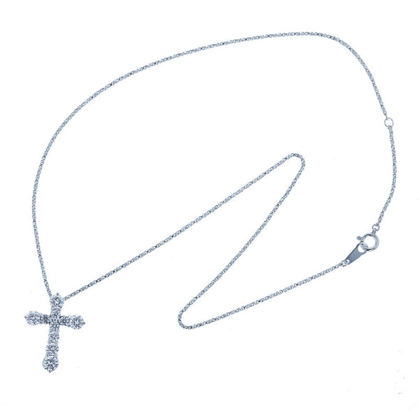 Pt900 プラチナ Pt850 プラチナ ダイヤ2.024ct クロスモチーフ ネックレス レディース 【中古】