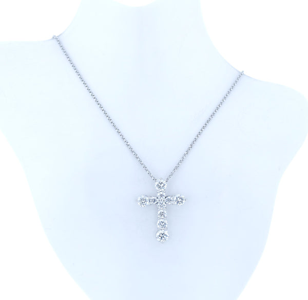 Pt900 プラチナ Pt850 プラチナ ダイヤ2.024ct クロスモチーフ ネックレス レディース 【中古】