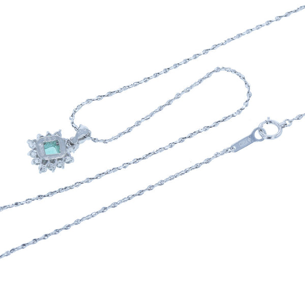 Pt900 プラチナ Pt850 プラチナ エメラルド0.52ct ダイヤ0.43ct ネックレス レディース 中古